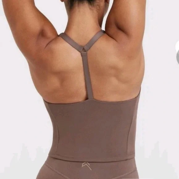 Oner Timeless Square Neck Mid Tank Top Cool Brown Medium Euc Built In Bra Square - Picture 6 of 8